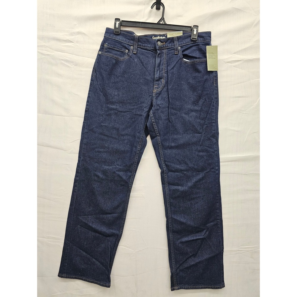 Goodfellow Mens Relaxed Straight Leg Jeans Blue Cotton Blend Casual Size 34x32